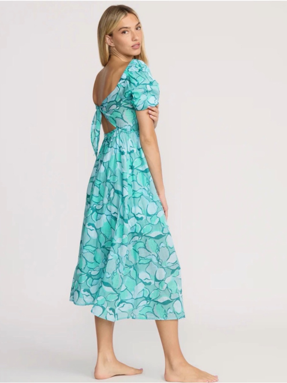 Billabong Teal Floral Midi Dress - Picture 2 of 5